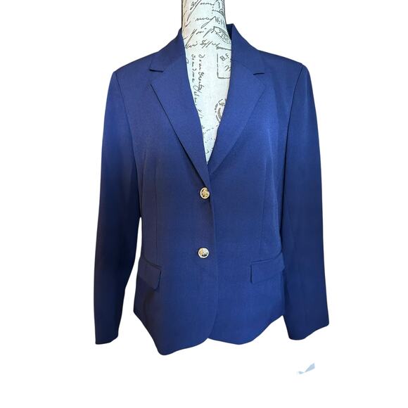 *SOLD* NWT Kasper Women’s Navy Power Blazer Jacket Size 12 Classic Career - Picture 2 of 9